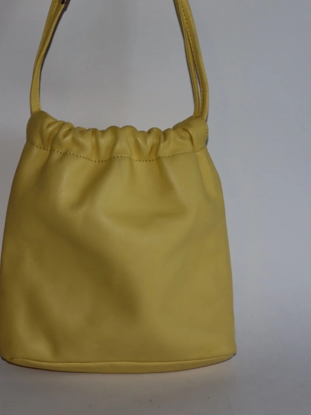Drawstring Yellow Leather Pouch